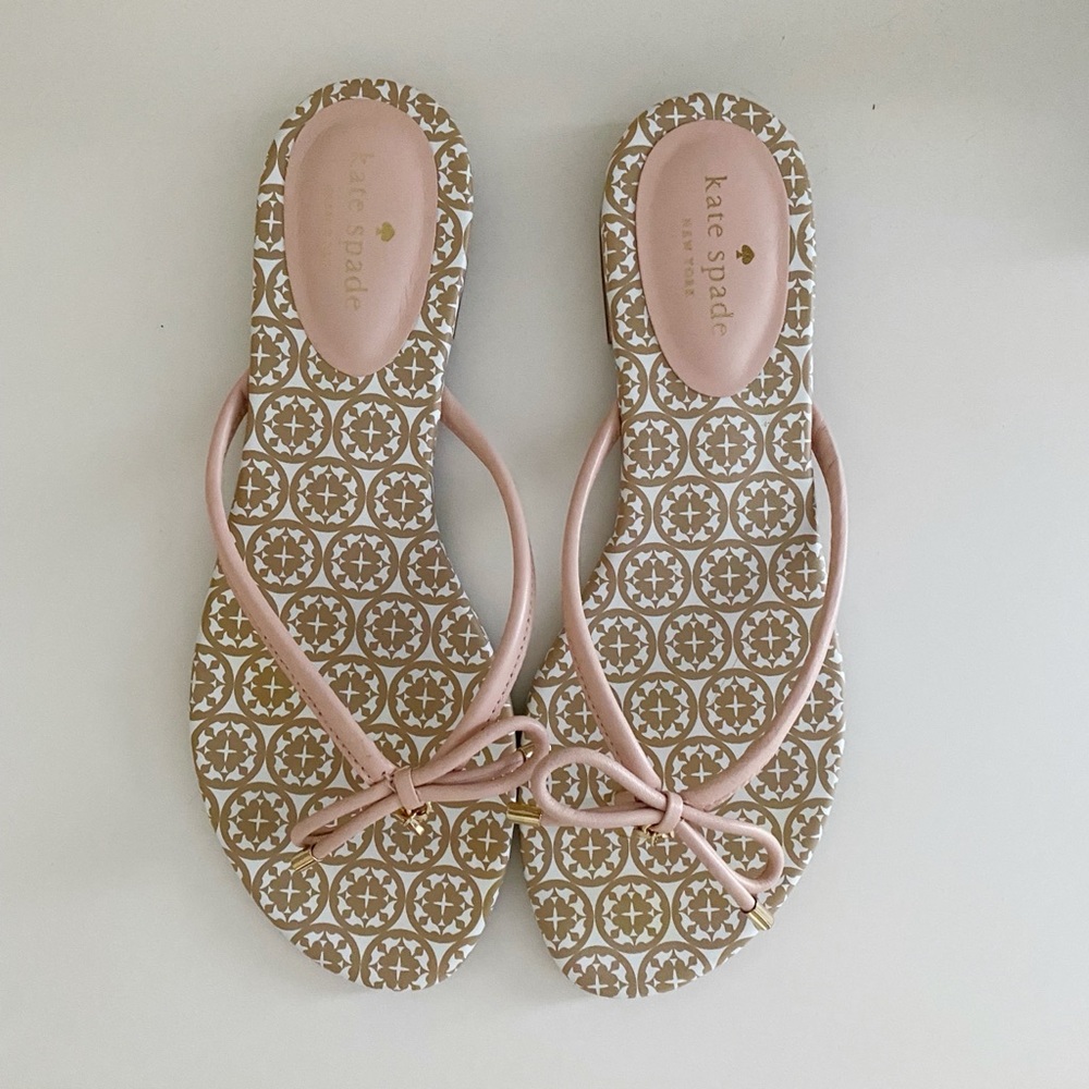 Kate Spade New York Mystic Bow Pink Flat Thong Sandals Size 9.5 M
